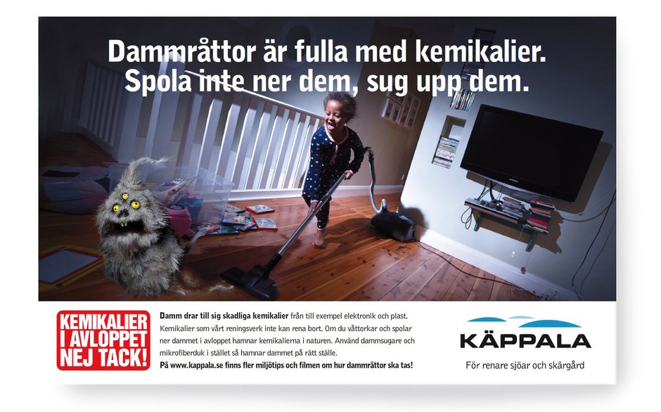 Treehuggers annons om kemikalier i avloppet för Käppala